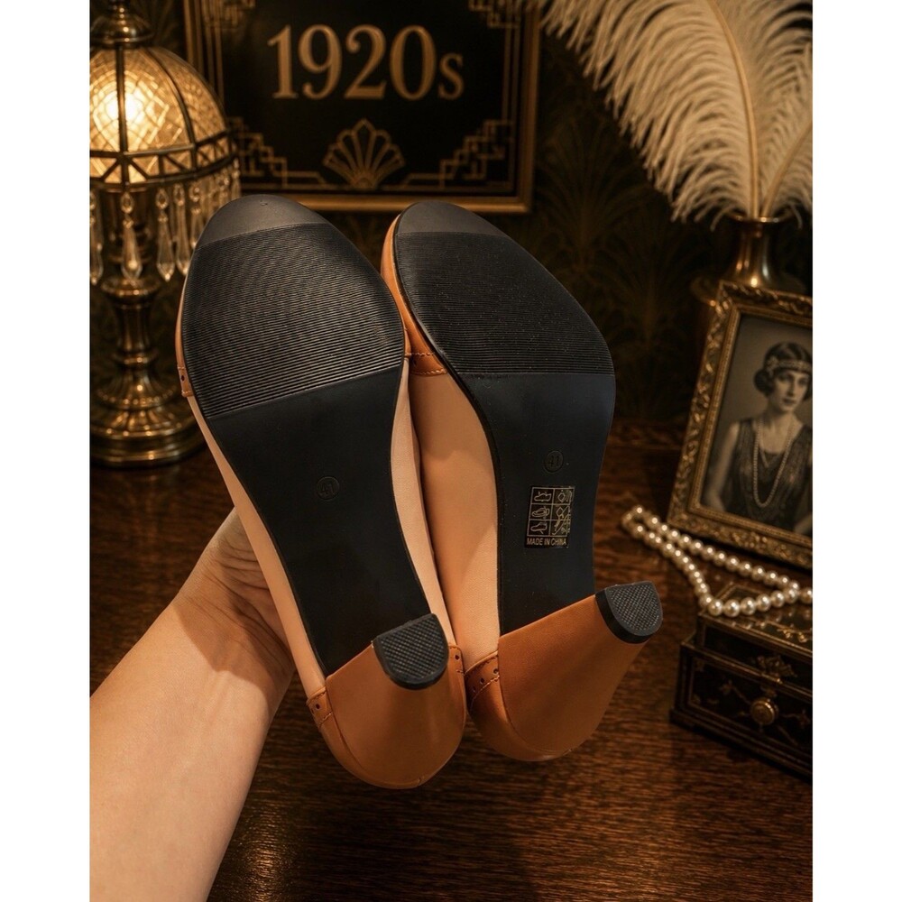 Mary Jane Two Tone Classic Retro 1920’s  Women’s Size 10N Oxford Pattern Heels - Picture 5 of 5